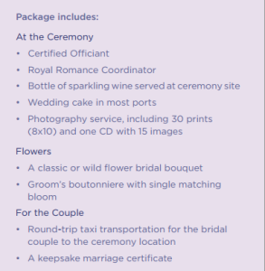 Royal Caribbean Cruise Ship Wedding Package Details