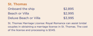 Cruise ship wedding package pricing
