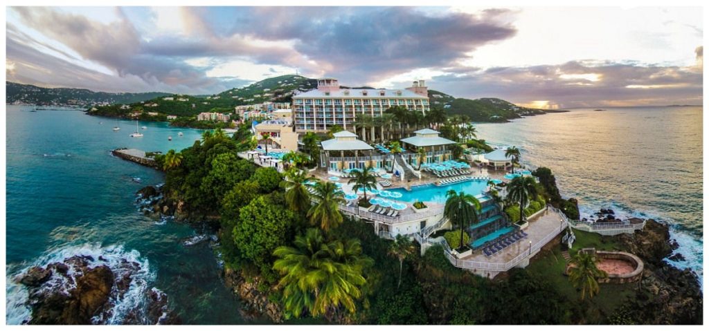 Ariel view of Marriott Frenchman's Reef Hotel in St. Thomas
