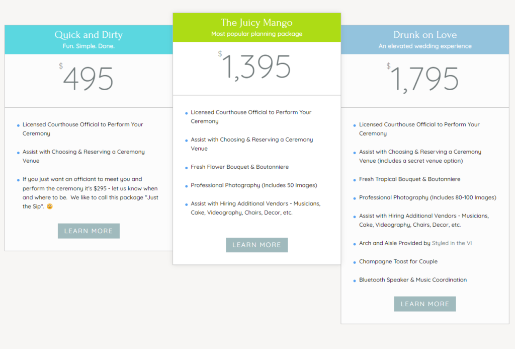 st thomas wedding packages