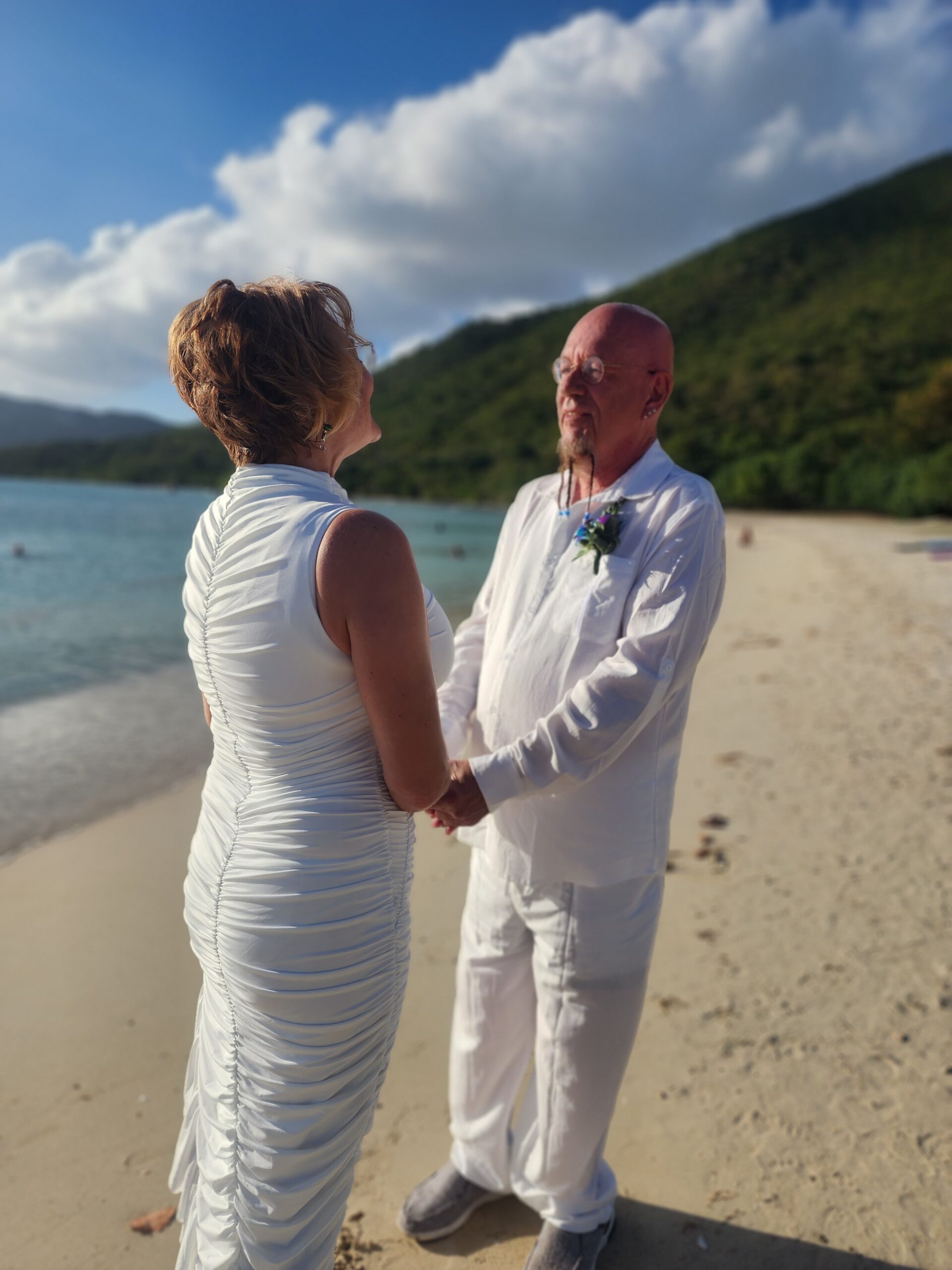 Brewers Bay Beach St. Thomas at sunset — west-facing beach with clear horizon views perfect for elopements